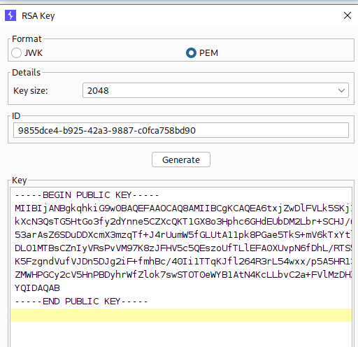 Decoder Burp avec le PEM encodé en Base64