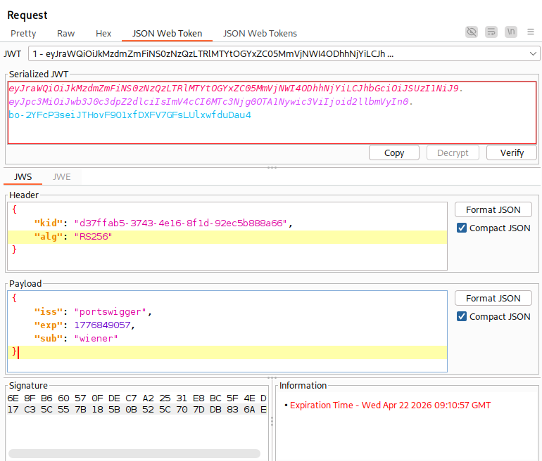 Decoder Burp avec le PEM encodé en Base64